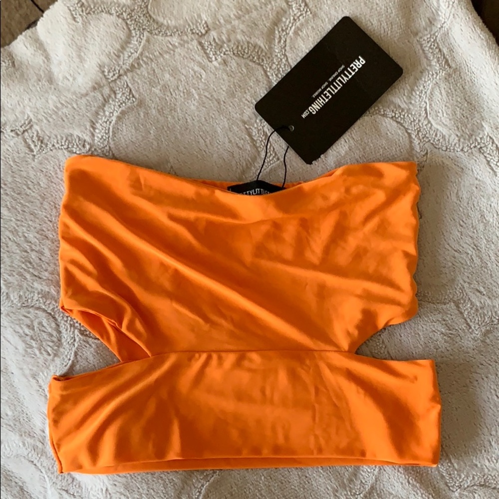 Stretchy Orange Cut our Crop Top